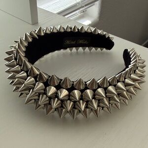 Silver Spiked Headband by Mani White